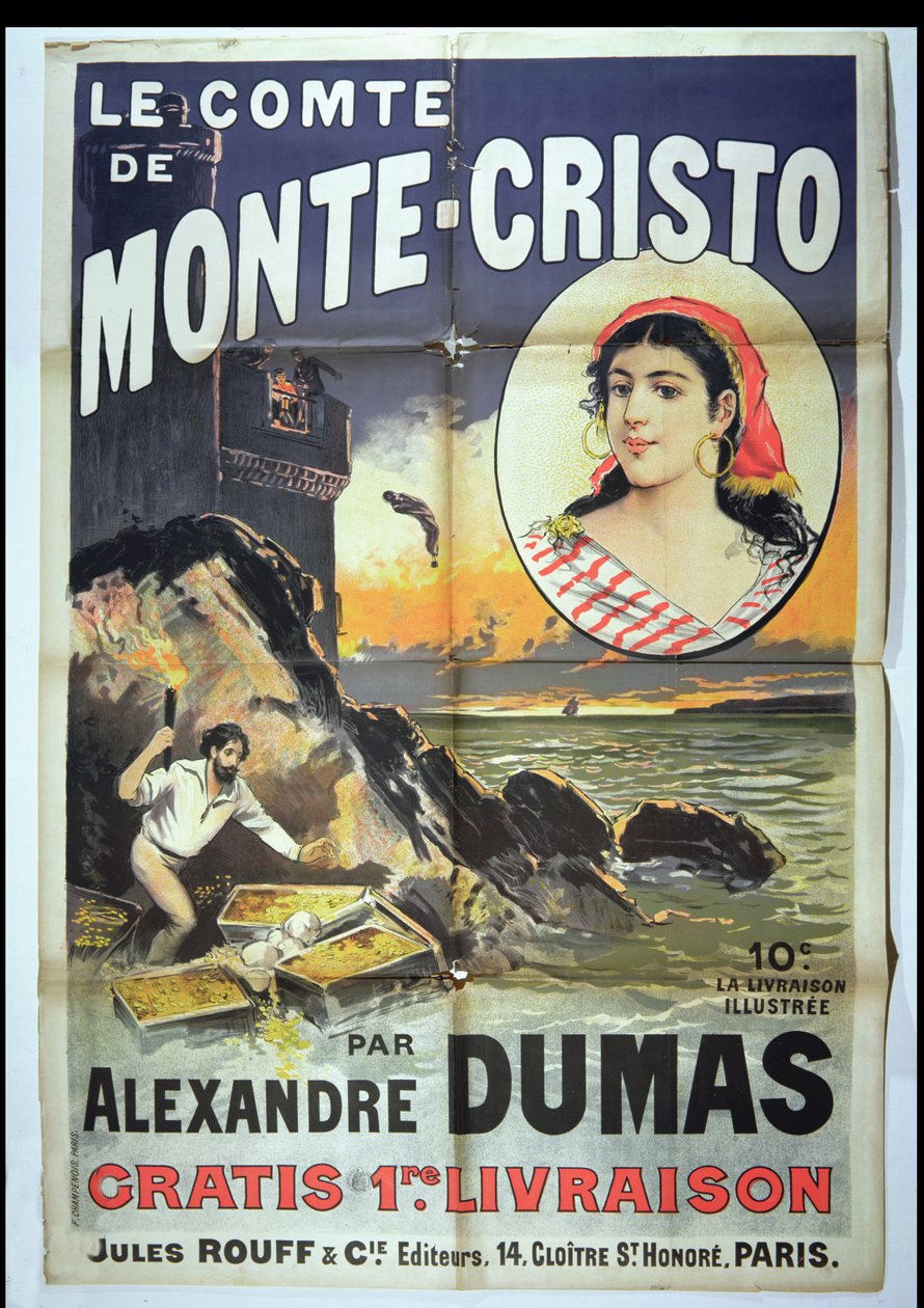 Alexandre Dumas Peren (1802-70) Monte Criston kreivi mainosjuliste tekijältä French School