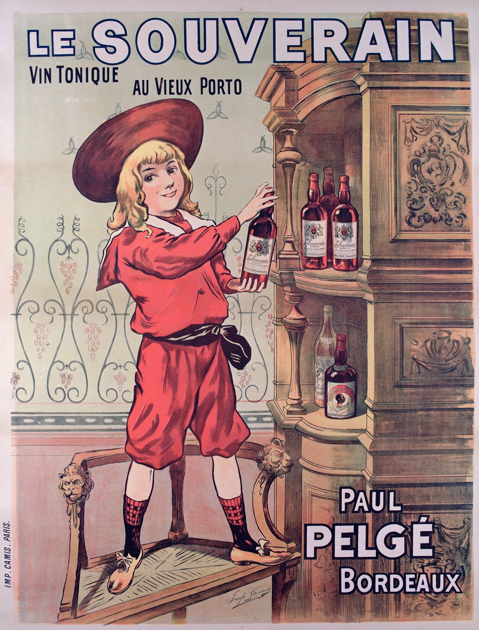 Le Souverainia mainostava juliste, Paul Pelgen valmistama ranskalainen tonic-viini tekijältä French School
