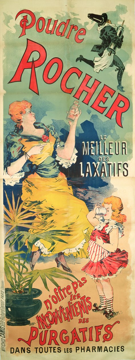 Rocher Powder -juliste, paras laksatiivi, n. 1900 tekijältä French School