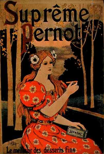 Julistemainos "Supreme Pernot" Fine Dessert (väri litho) tekijältä French School