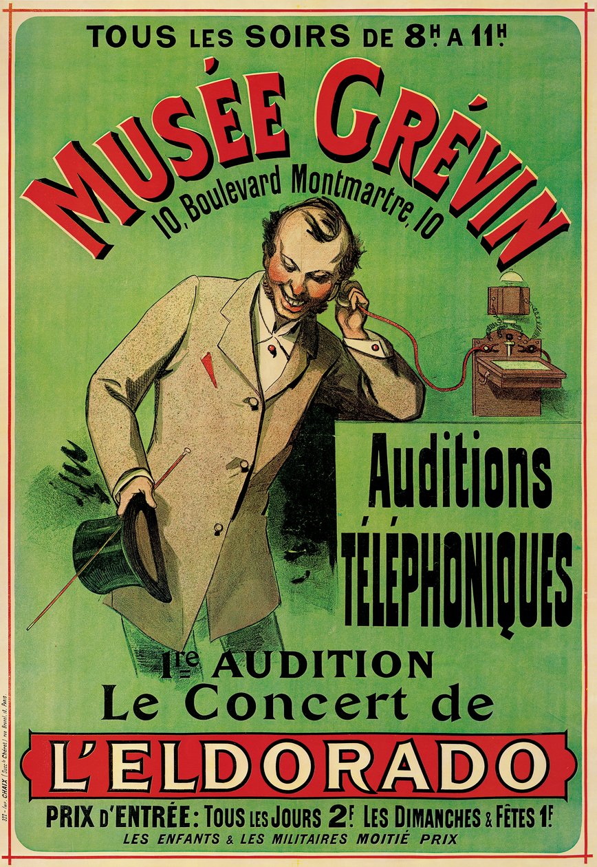 Juliste mainostaa konserttia Grevin-museossa Pariisissa tekijältä French School