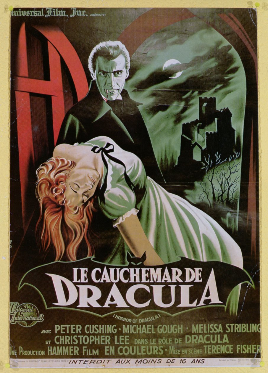 Juliste, joka mainostaa elokuvan The Horror of Draculan ranskankielistä versiota tekijältä French School