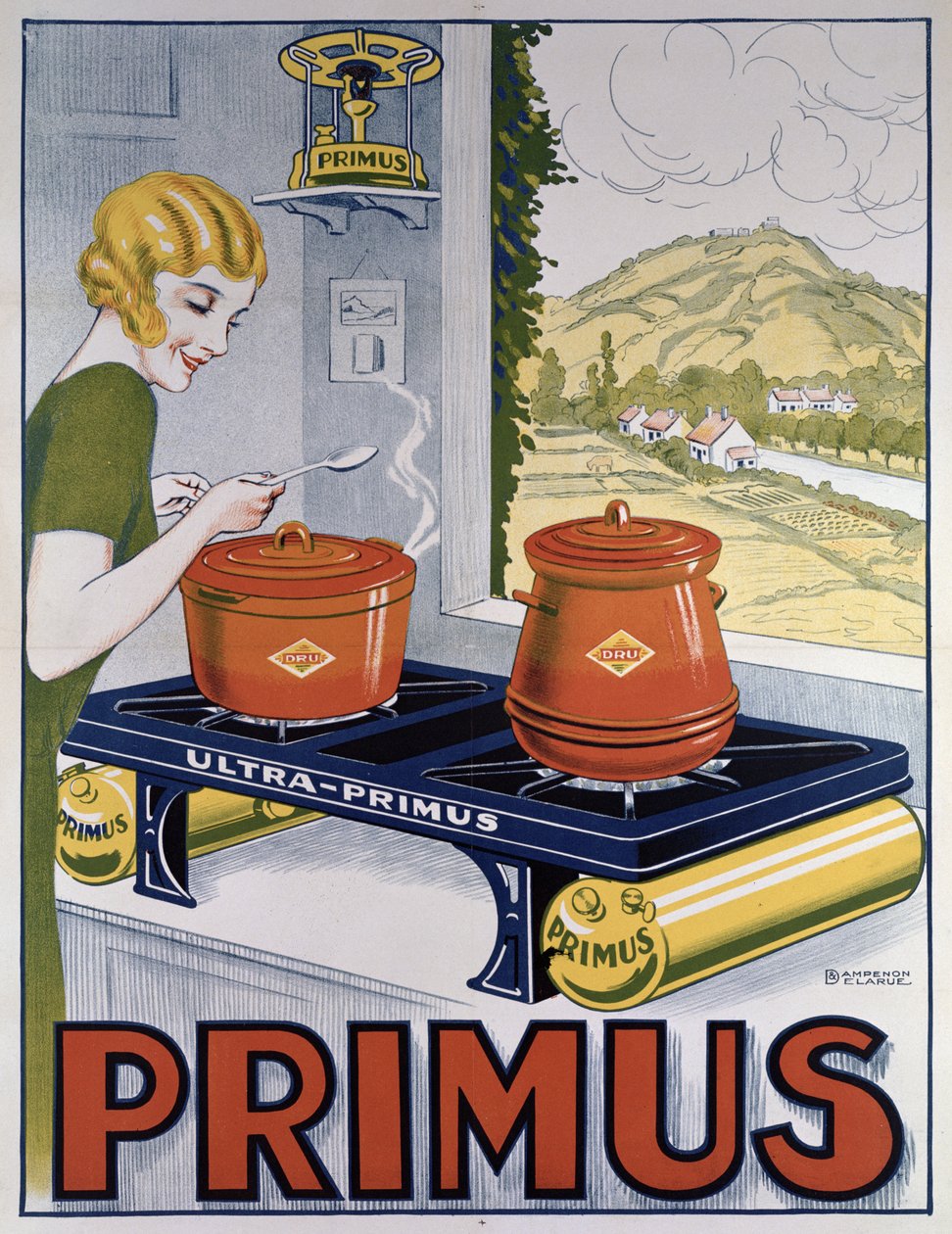 Primus-keittotasoa mainostava juliste, painatus Dampenon & Elarue tekijältä French School