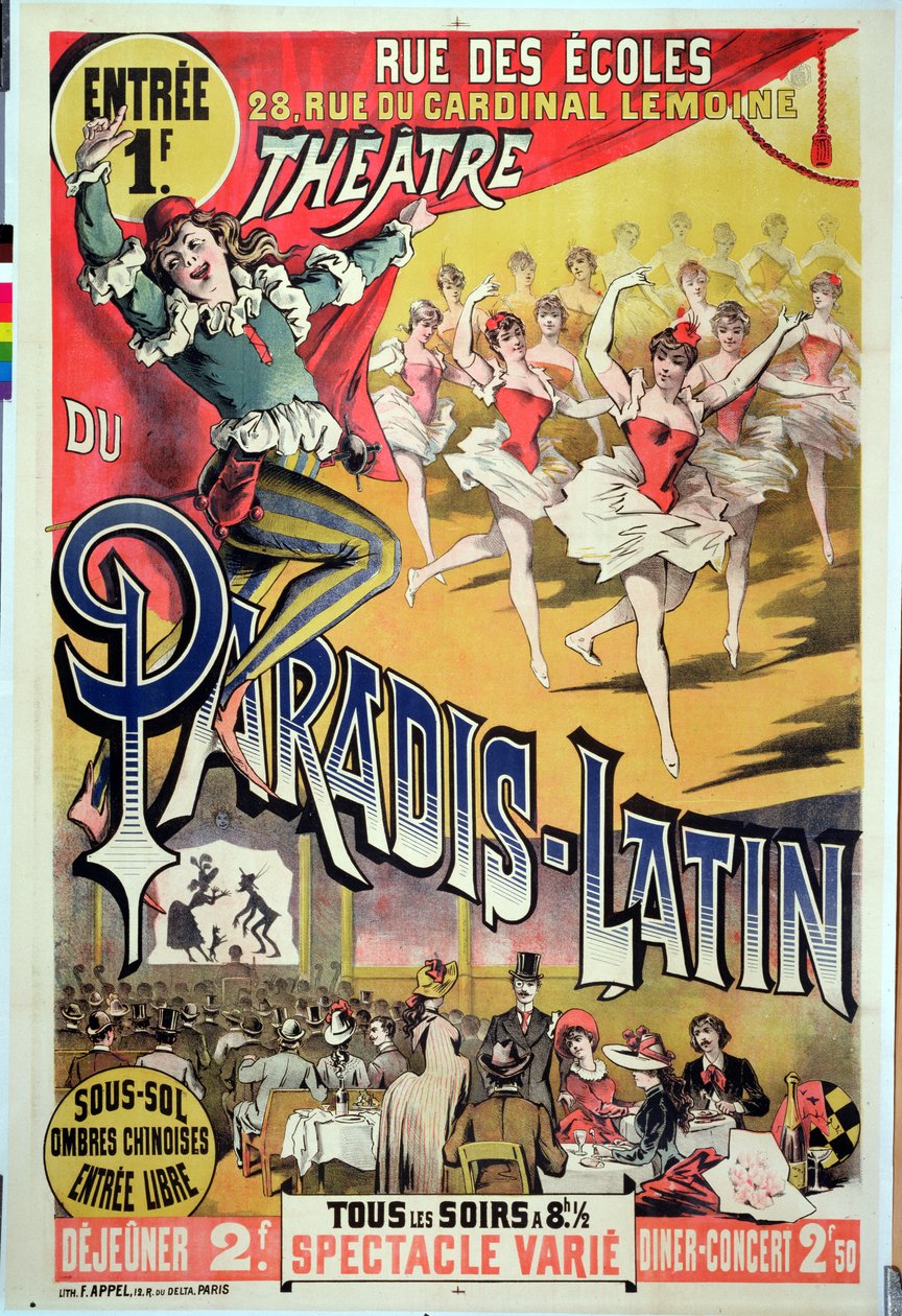 Theatre du Paradis Latin -juliste, n. 1880-1890 tekijältä French School