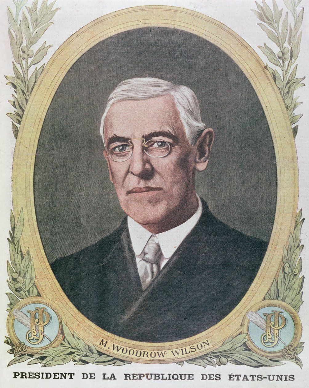 Presidentti Woodrow Wilson (1856-1924), kuva Le Petit Journalista 1917 tekijältä French School