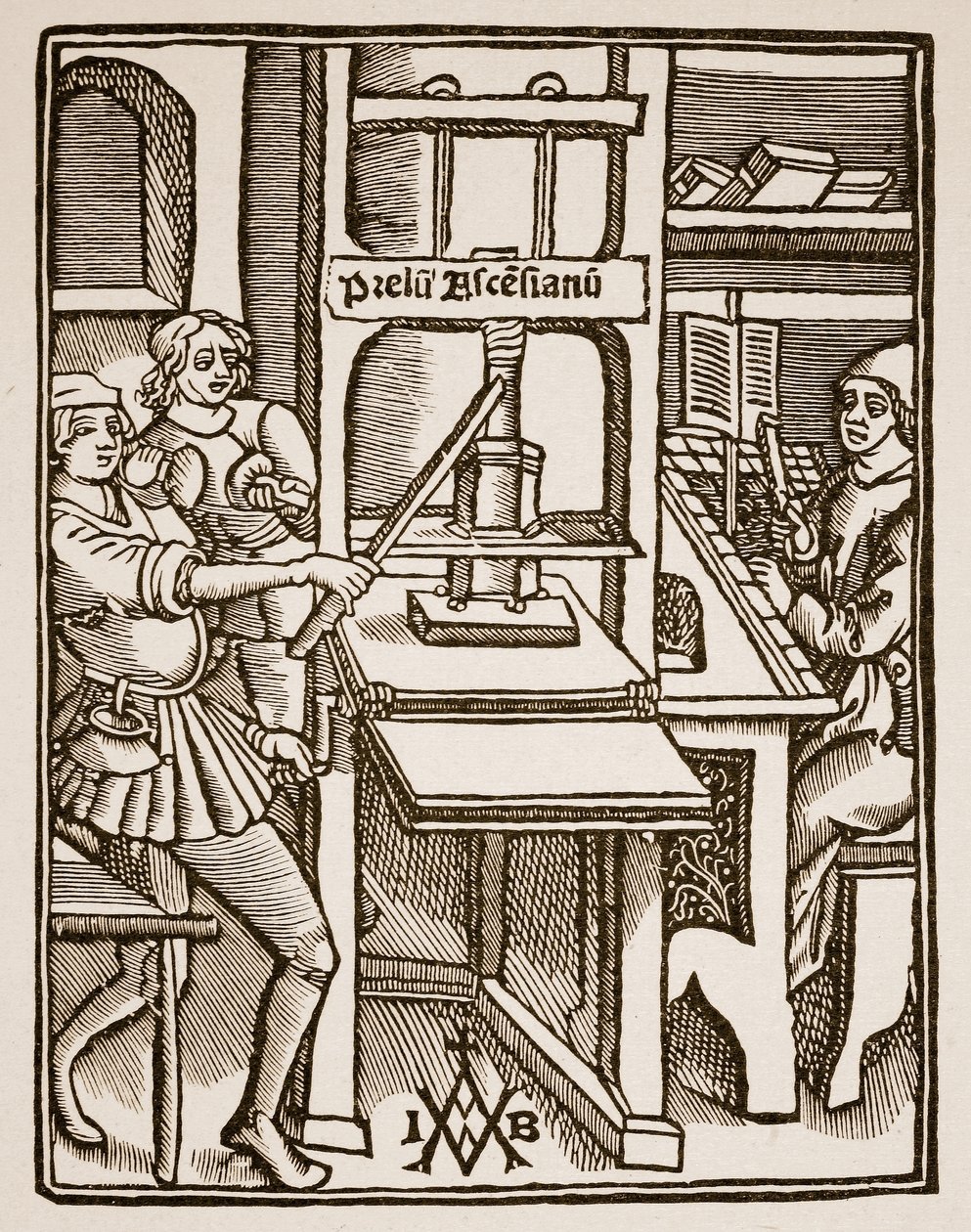 Paino, Hegesippuksen nimilehti, paina Jodocus Badius Ascensius, Pariisi, 1511 (seepiakuva) tekijältä French School