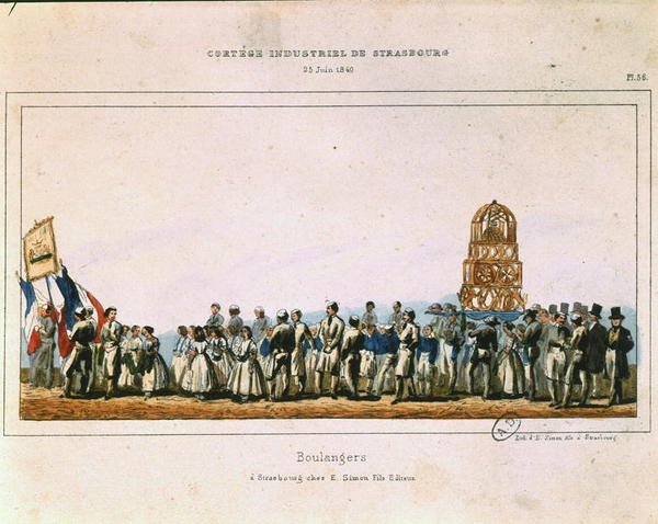 Leipurien kulkue Strasbourgissa, 25. kesäkuuta 1840 (värilitho) tekijältä French School