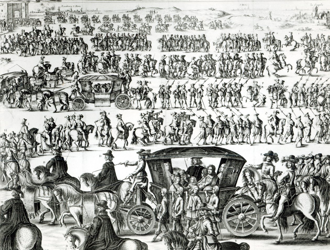 Nuoren kuninkaan Ludvig XIV:nnen kulkue lapsena Pariisin kaupungissa 18. elokuuta 1649, yksityiskohta tekijältä French School