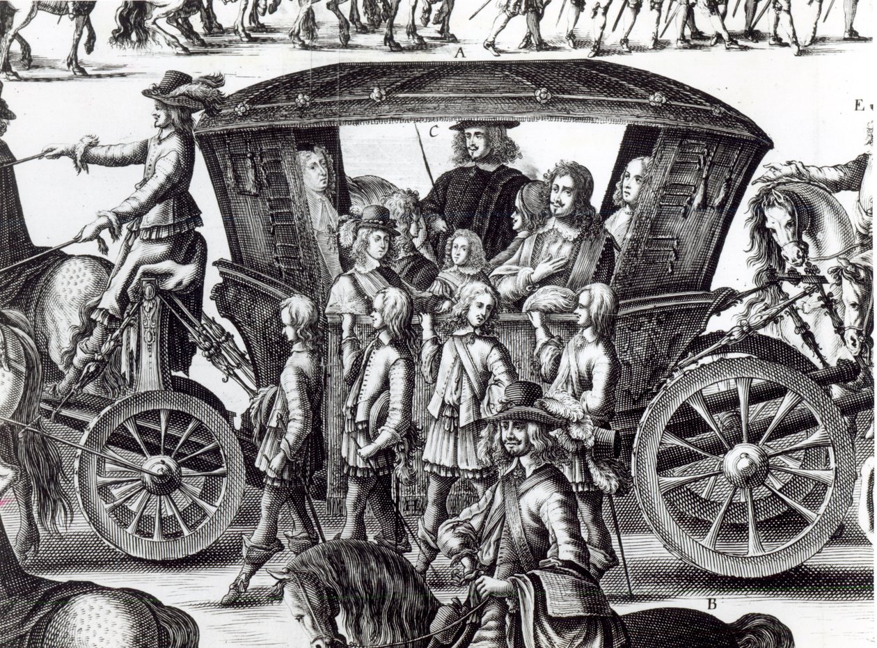 Nuoren kuninkaan Ludvig XIV:nnen kulkue lapsena Pariisin kaupungissa 18. elokuuta 1649, yksityiskohta tekijältä French School