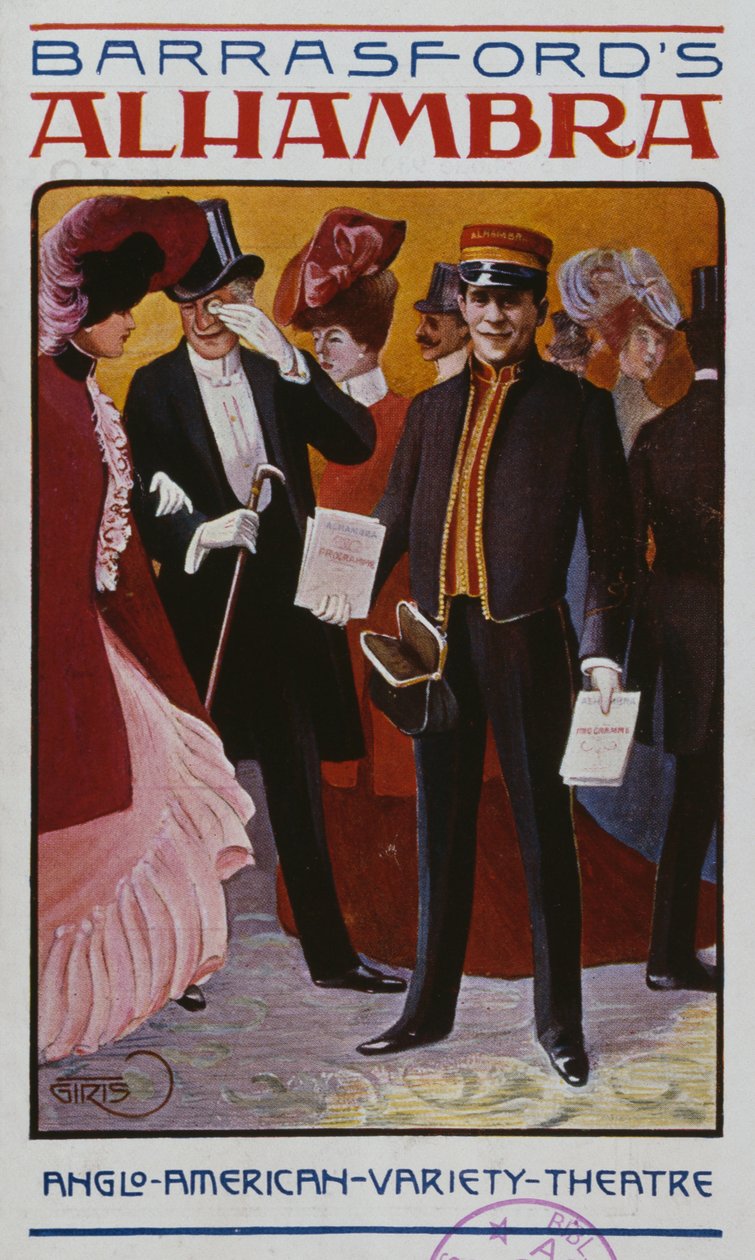 Ohjelma Alhambra Music Hallille, n. 1905 tekijältä French School