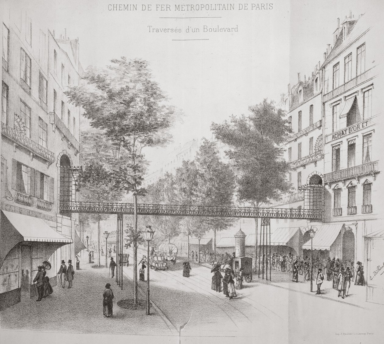 Maanpäällisen metrojärjestelmän hanke Pariisissa, 1886 tekijältä French School