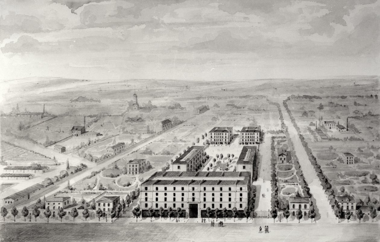 Napoleonin asuntorakennusprojekti, 58 rue Rochechouart, Pariisi, 1849 (wc paperilla) tekijältä French School