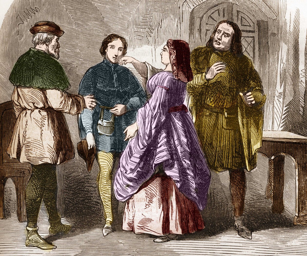 Prostituutiokohtaus Pariisissa keskiajan lopulla. Tohtori Th. -F. Debray. 1879. tekijältä French School