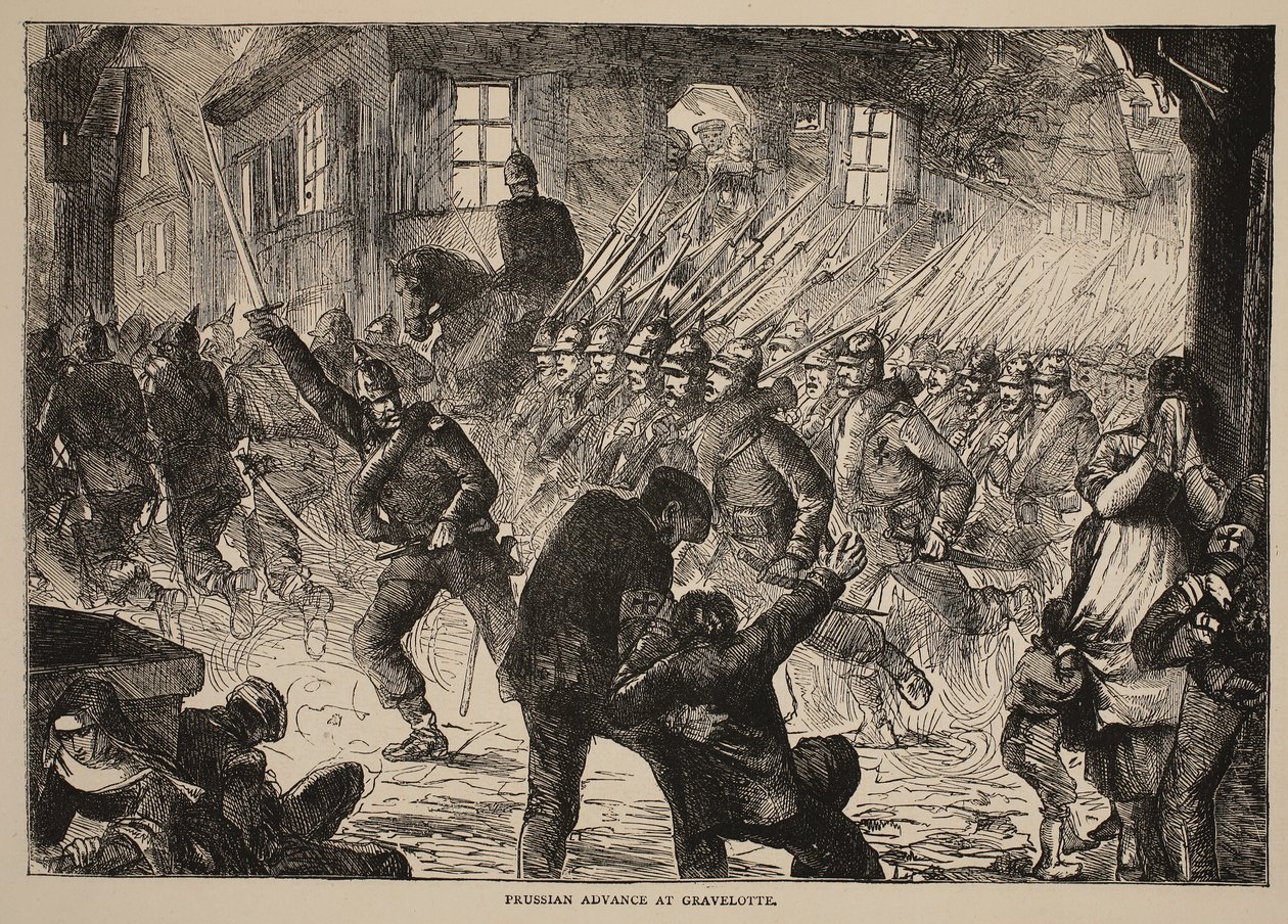 Preussin eteneminen Gravelottessa, esimerkki Cassellsin historiasta Ranskan ja Saksan välisestä sodasta, 1870-1871 tekijältä French School