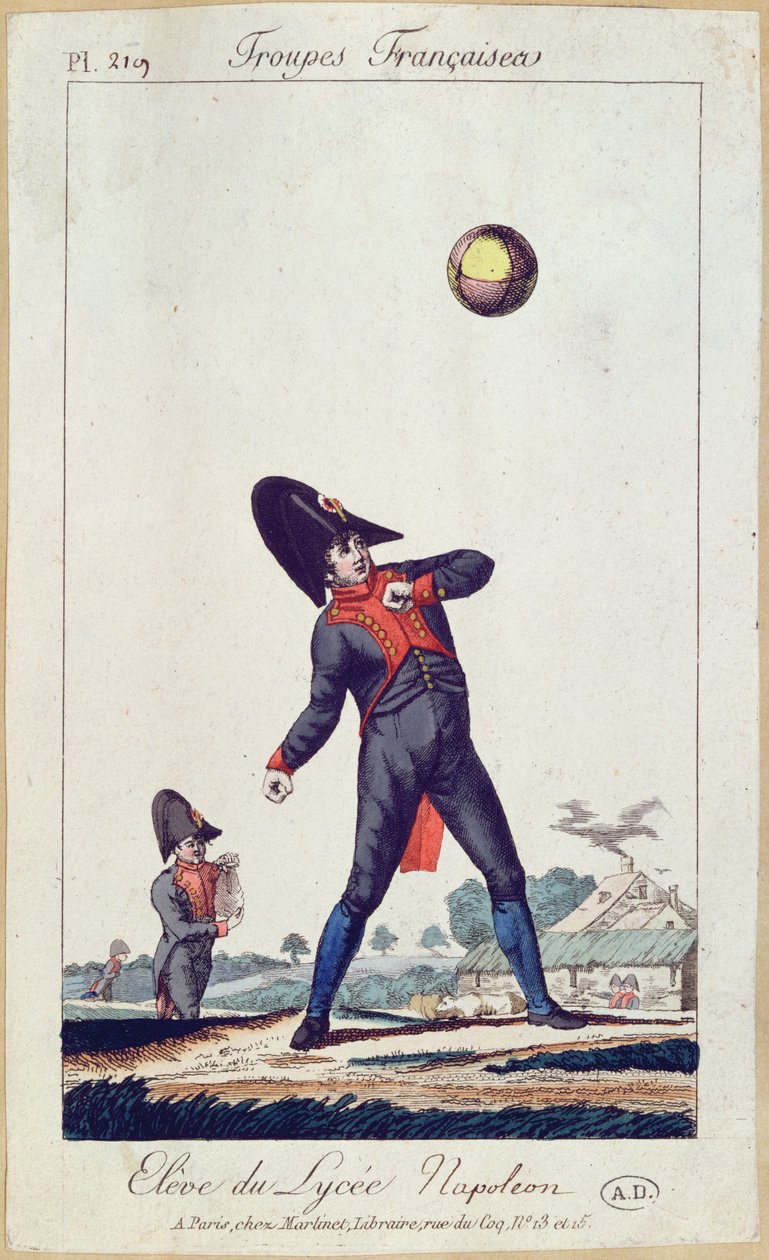 Lycee Napoleonin pelipallon oppilas, n. 1805 (värikaiverrus) tekijältä French School