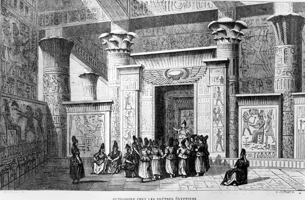 Pythagoras (n. 580-500 eKr.) Egyptin pappien kanssa tekijältä French School