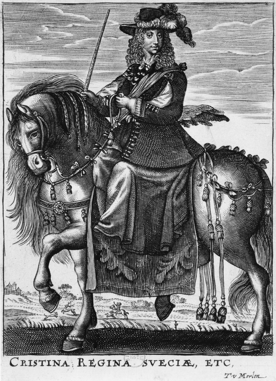 Ruotsin kuningatar Kristiina (1626-89) hevosen selässä tekijältä French School