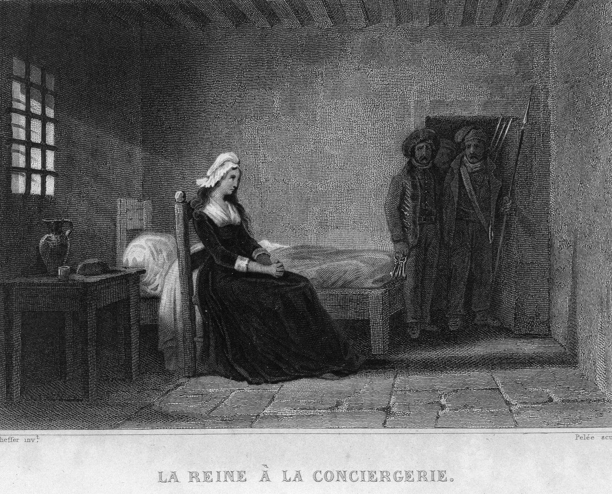 Kuningatar Marie Antoinette (Marie Antoinette) Concierge-vankilassa - Thiersin "Ranskan vallankumouksessa". 1800-luvulla tekijältä French School