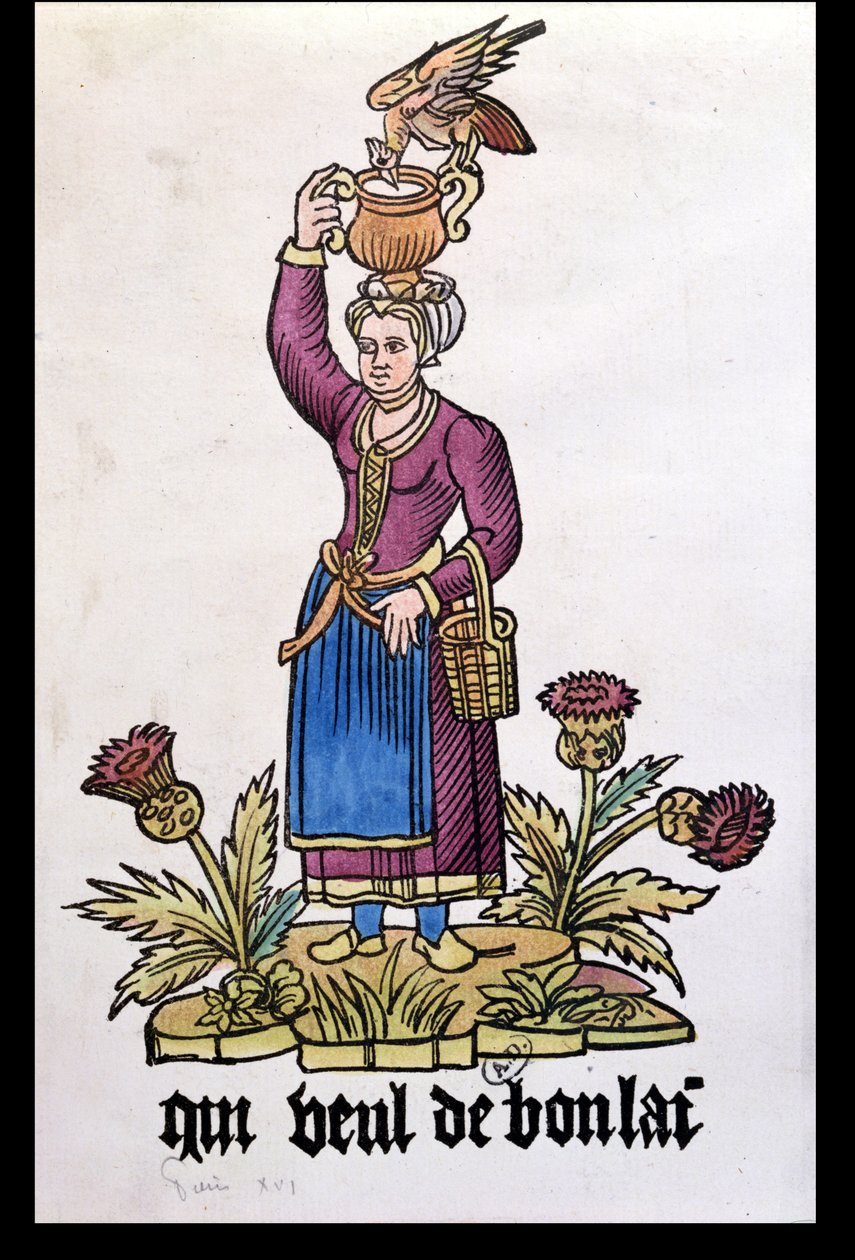 Who Wants Good Milk, maitotyttö sarjasta Les Cris de Paris, kopio vuoden 1515 painoksesta tekijältä French School
