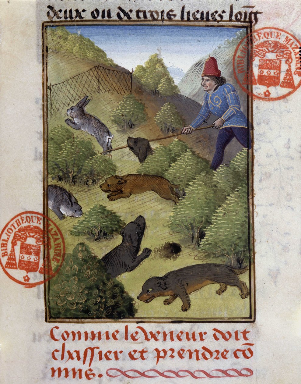 Kaninmetsästys - "" Metsästyskirjassa Gaston Phoebus, Foixin kreivi, Lord of Béarn"" tekijältä French School