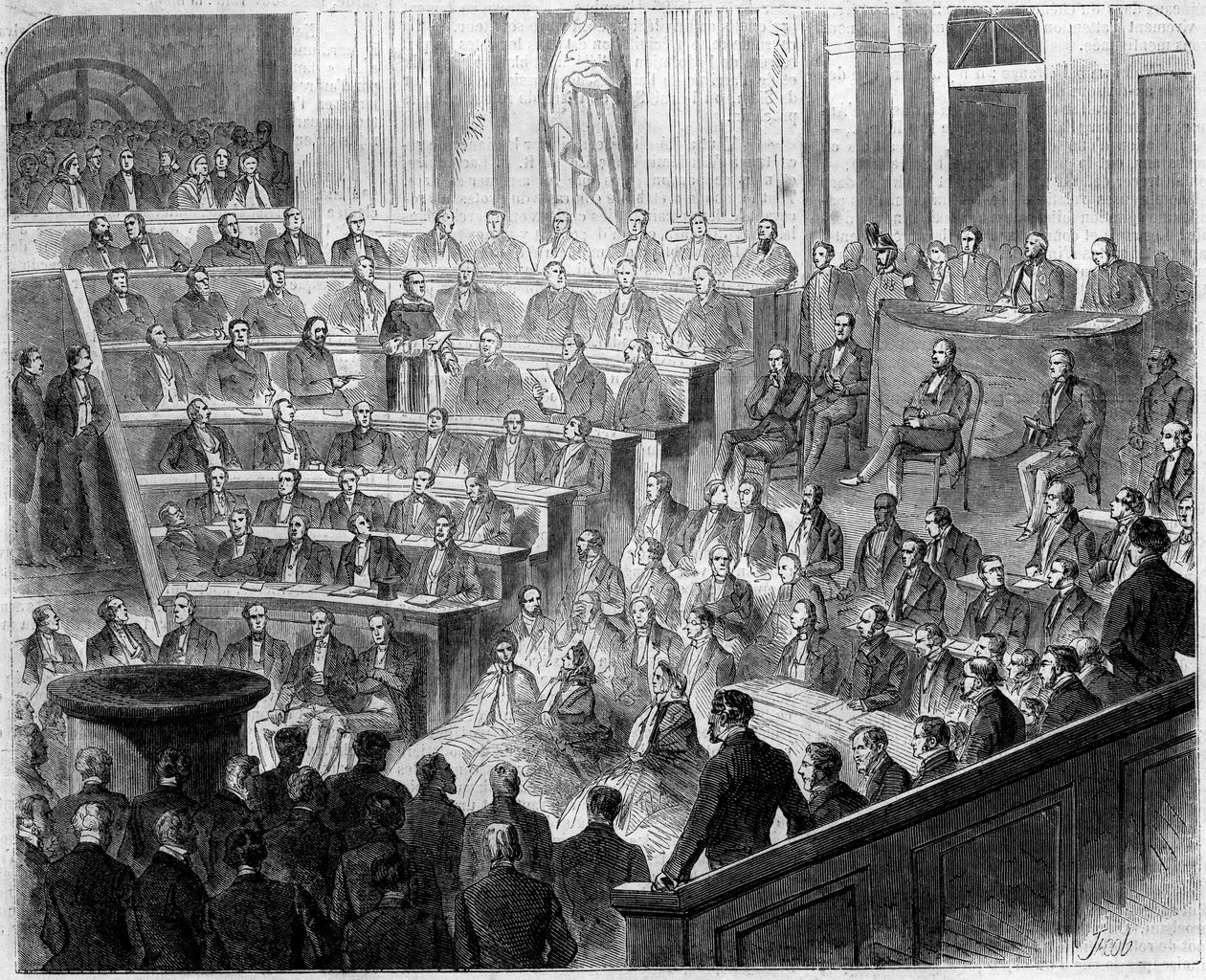 Ranskalaisen papin ja dominikaanisen Henri Lacordairen (1802-1861) vastaanotto Academy Francaisessa, 24. tammikuuta tekijältä French School