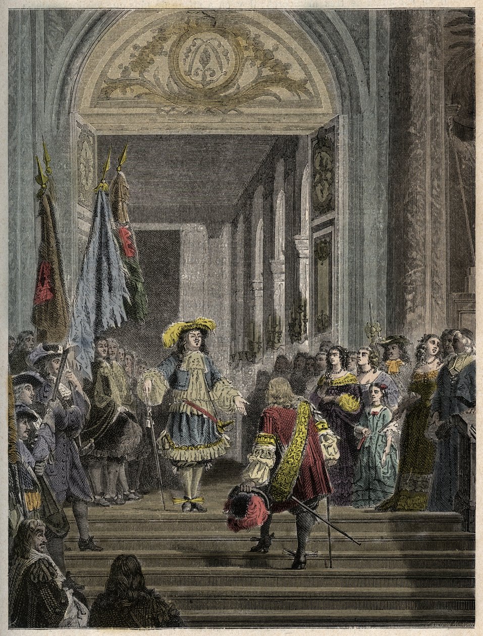 Ludvig XIV:n Grand Conden vastaanotto Versailles
