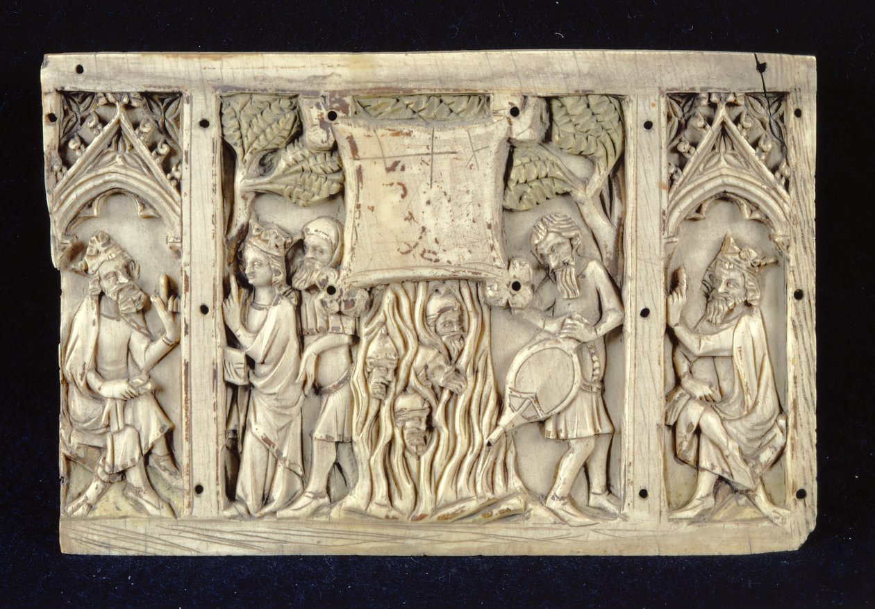 Reliefi, joka kuvaa kohtauksia Pyhän Katariina Aleksandrialaisen elämästä, n. 1370–1380 tekijältä French School