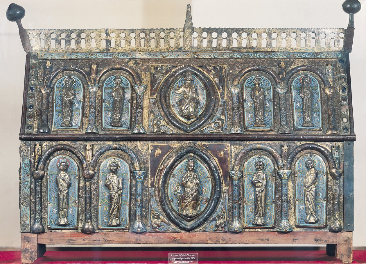 St. Viancen pyhäinjäännösarkku, Limousin School, n. 1230-1250 (kullattua kuparia ja champleve-emalia) tekijältä French School