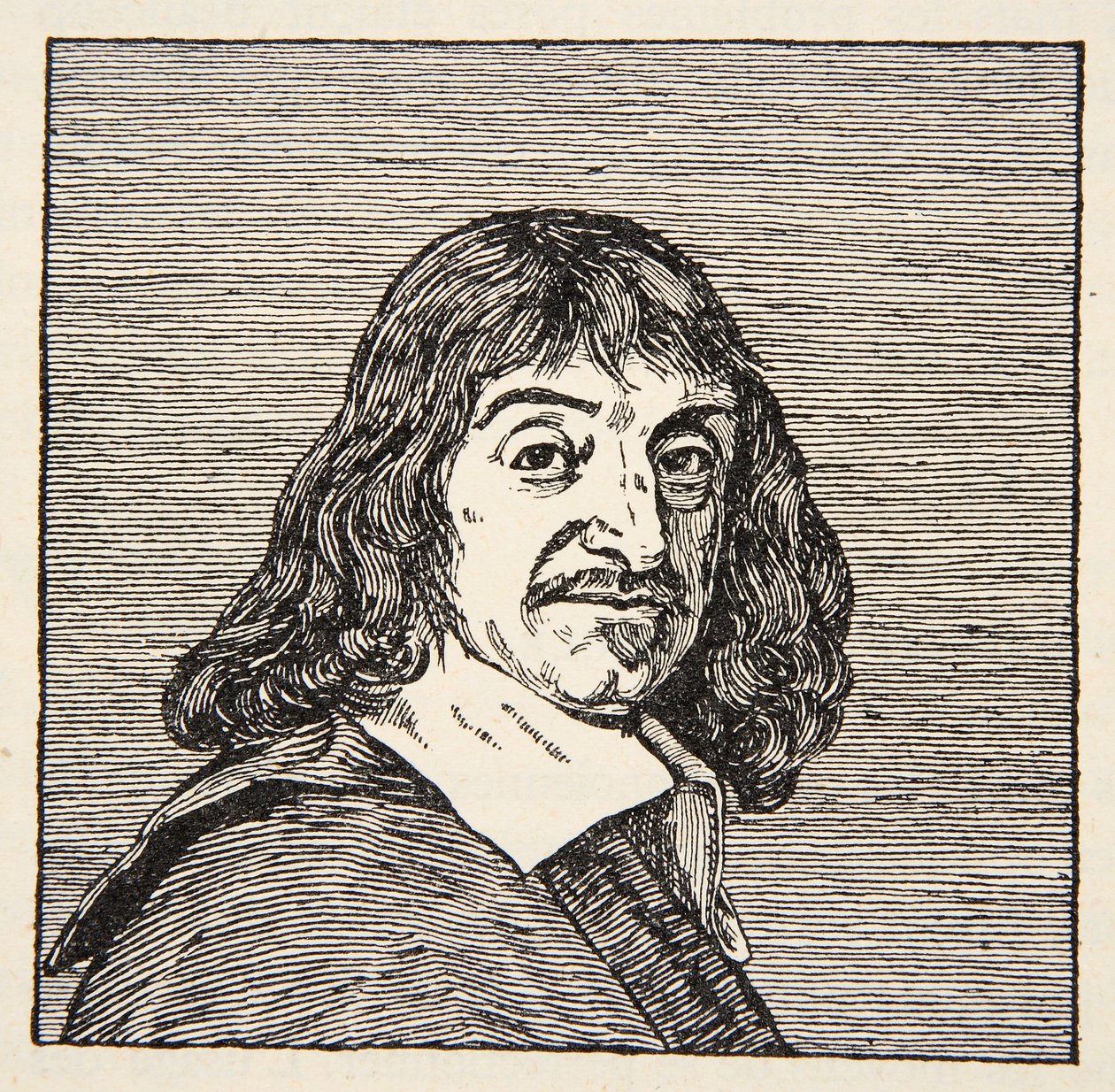 Rene Descartes, kopio Boris Mestchersky (k. 1957) kuvitus Histoire de la Nation Francaise, Sciences, Volumes I & II, kirjoittanut Gabriel Hanotaux (1853-1944), 1924 tekijältä French School