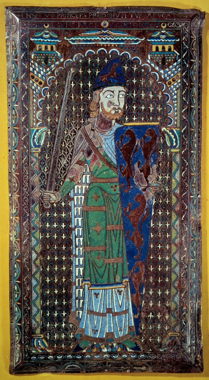 Geoffroi V:n (Geoffroy) Le Bel Plantagenetin (Mainen ja Anjoun kreivi, Normandian herttua) edustus (1113-1151) Hautalaatta sähköpostissa. 1151. Tessen museo. Le Mans tekijältä French School