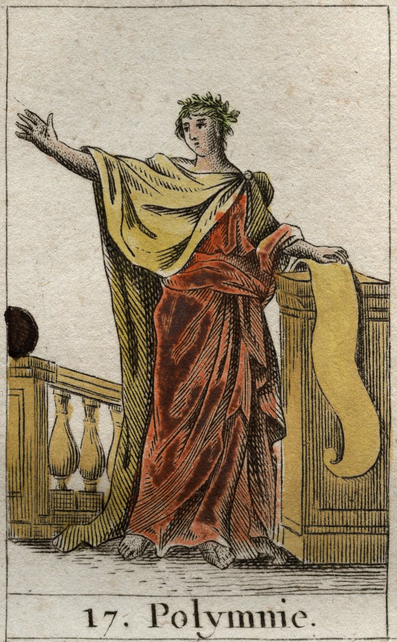 Polyhymnian esitys, pyhän hymnin ja kaunopuheisuuden museo. Pierre Blanchardin "Nuoruuden mytologiasta" vuodelta 1803. tekijältä French School