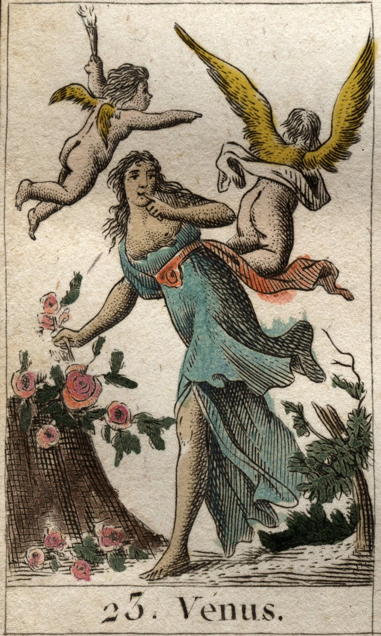Edustus Venuksesta, rakkauden, kauneuden ja hedelmällisyyden jumalattaresta. Pierre Blanchardin "Nuoruuden mytologiasta" vuodelta 1803. tekijältä French School