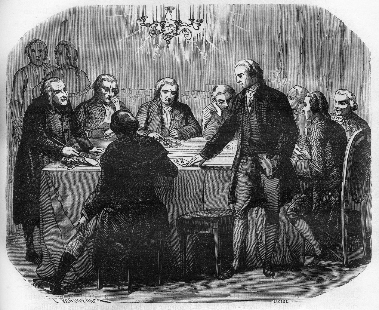Ludvig XV:n alaisen pelitalon edustus. Tohtori Th. -F. Debray tekijältä French School