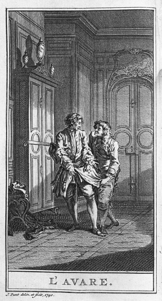 Esitys kohtauksesta Jean Baptiste Poquelin dit Molieren (1622-1673) näytelmästä "" L