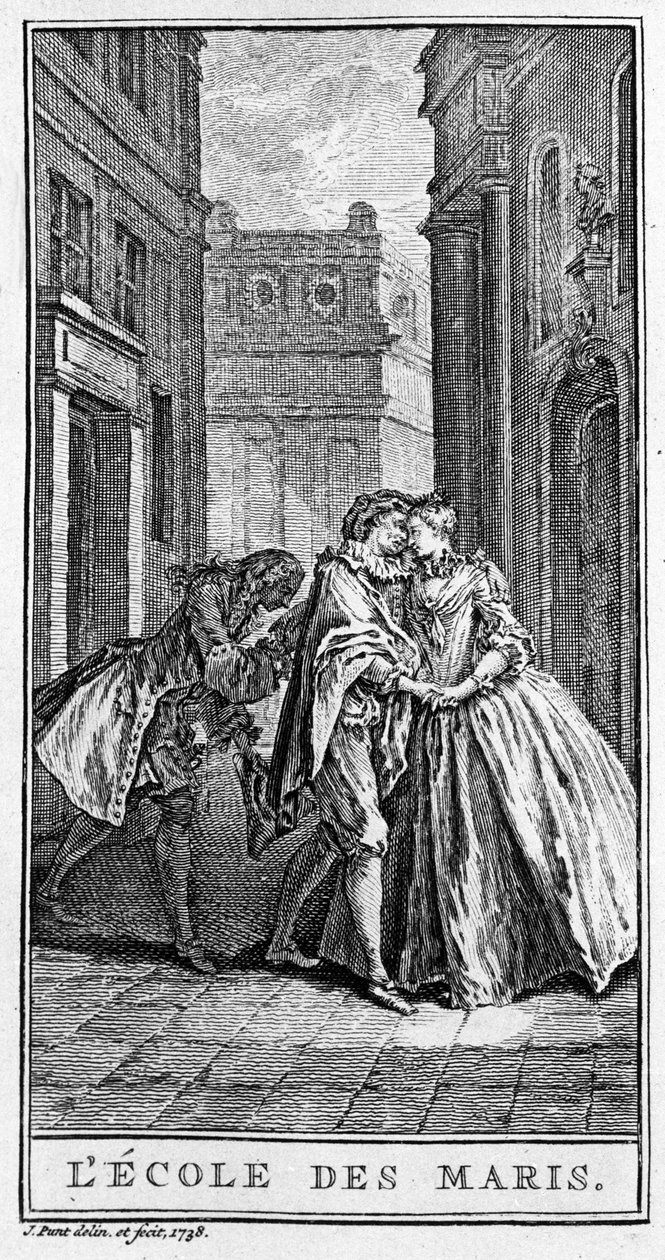 Esitys kohtauksesta Jean Baptiste Poquelin dit Molieren (1622-1673) näytelmästä "" L