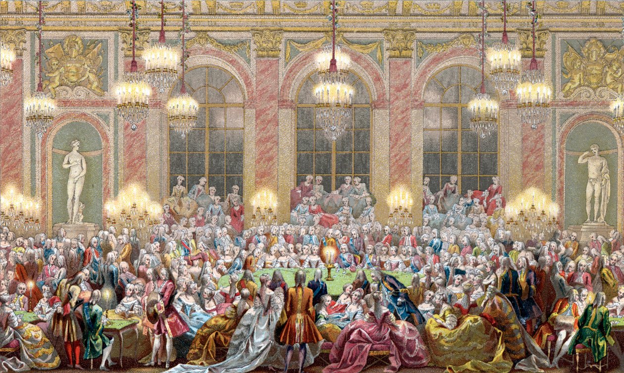 "" Jeu du roi" -istunnon esitys kuningas Ludvig XV:n hovissa, kuninkaan peli tekijältä French School