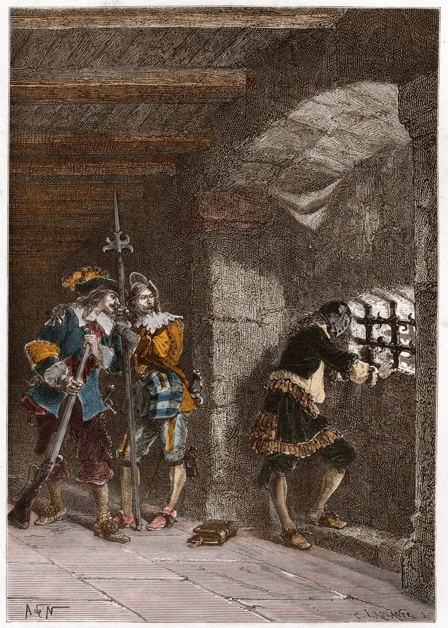 Edustus rautaisesta naamiosta (kuoli 1703), joka on vangittu Sainte Margueriten saarella tekijältä French School
