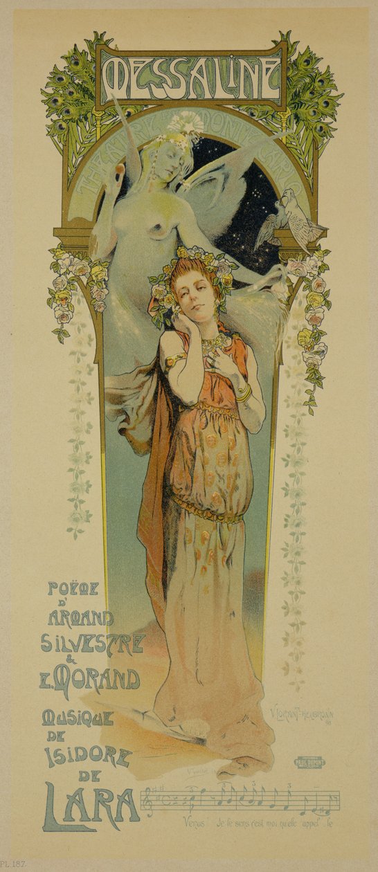 Jäljennös julisteesta, joka mainostaa oopperaa Messaline, Casino de Monte Carlo, 1898 tekijältä French School