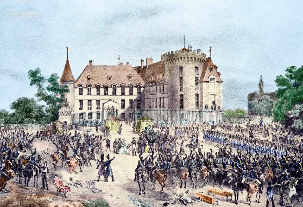 Vuoden 1830 vallankumous, Kaarle X esittää kansalliskaartille (kaiverrus) tekijältä French School