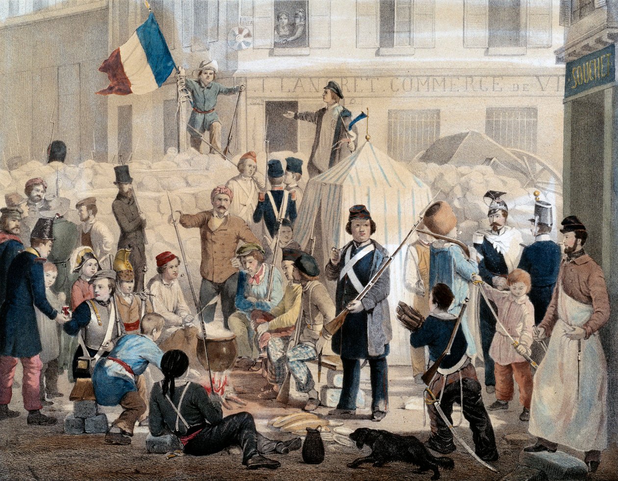 Vuoden 1848 vallankumous: Barricade de la rue Coquenard (25. helmikuuta tekijältä French School