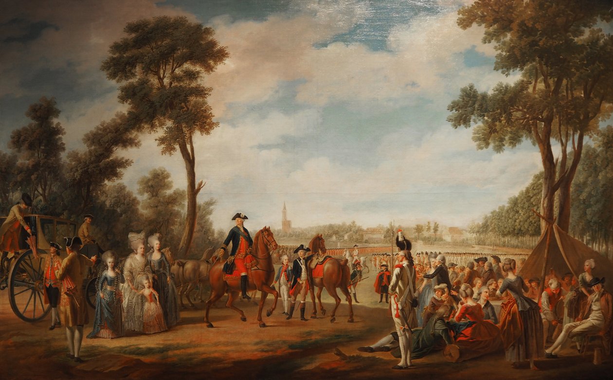 Conden rykmentin revüü ja paraati Strasbourgissa vuosina 1779–1781. tekijältä French School