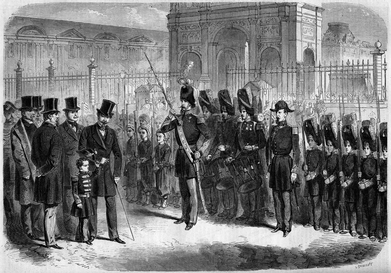 Keisarillisen prinssin, Napoleon Eugene Louis Jean Joseph Bonaparten (1856-1879), Napoleon III:n pojan, Revue des pupils de la garde imperiale, 15. helmikuuta tekijältä French School