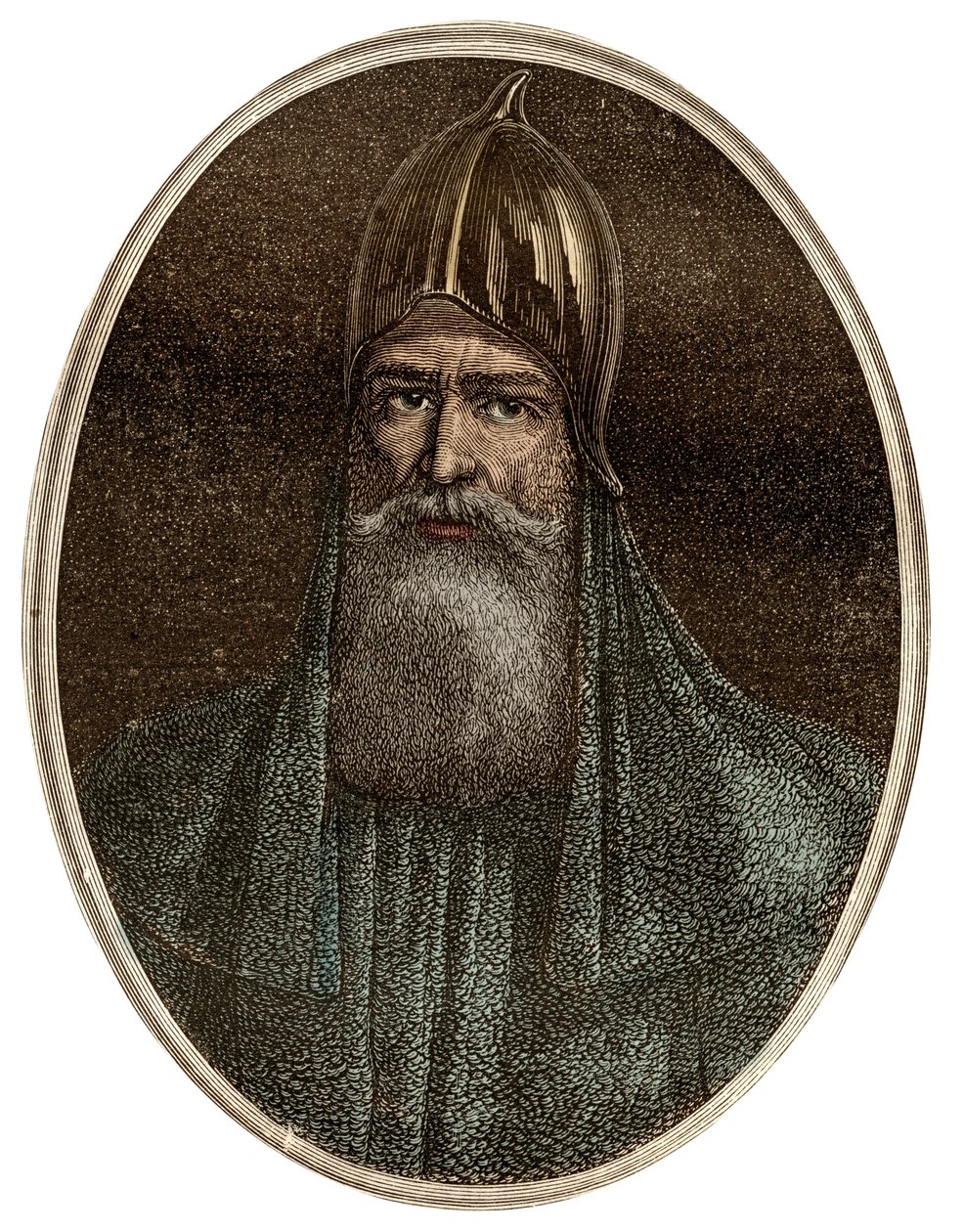 Riourik (Riurik, Rurik Rouri) Varegue 9. vuosisadan prinssi - Muotokuva Rurikista, Varangian päälliköstä ja Kiovan Venäjän perustajista (n. 830-n. 879) - Maurice La Charestin uusi kansallinen tietosanakirja - 1870 - tekijältä French School