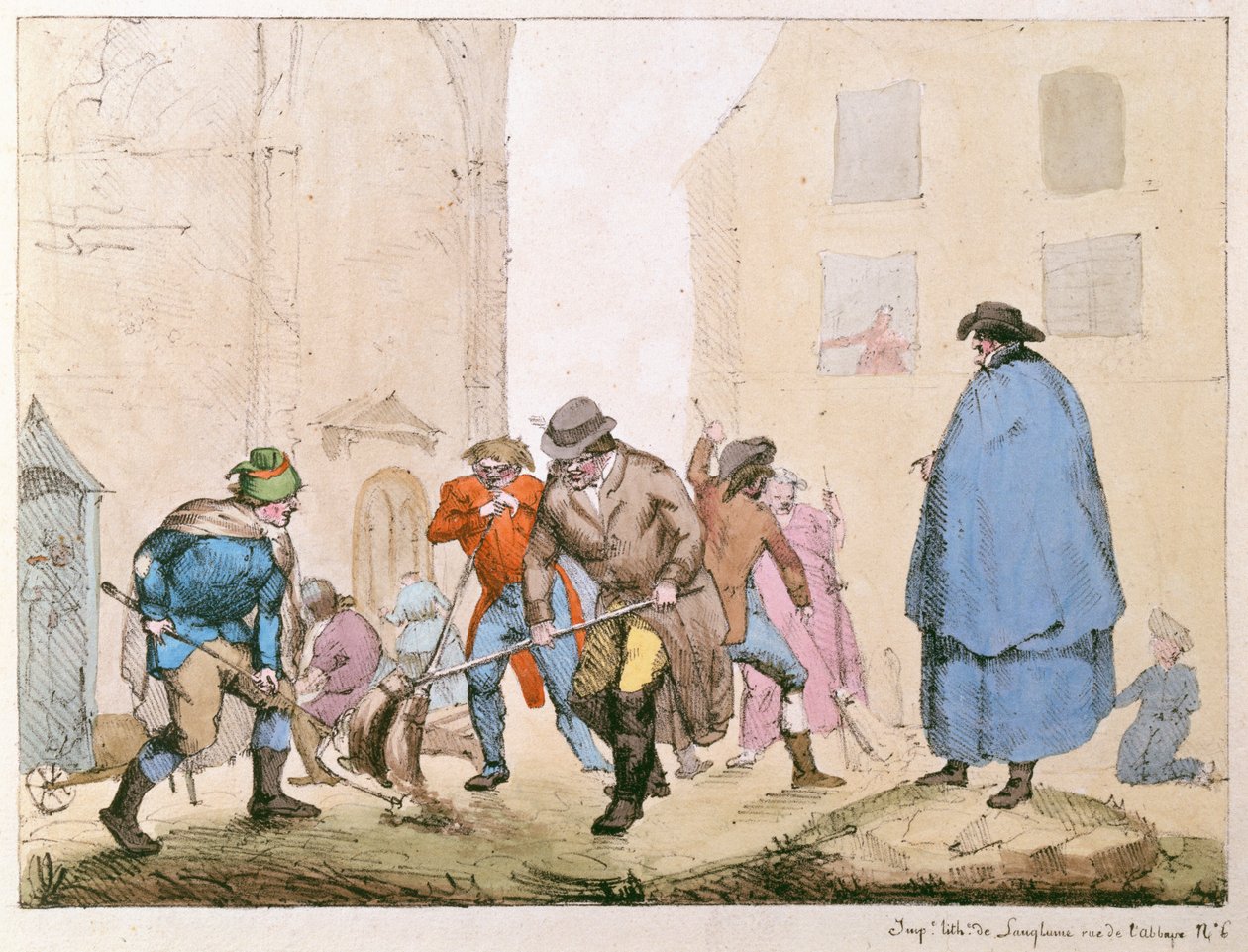 Tienlakaisukoneet Pariisissa, noin 1820 tekijältä French School