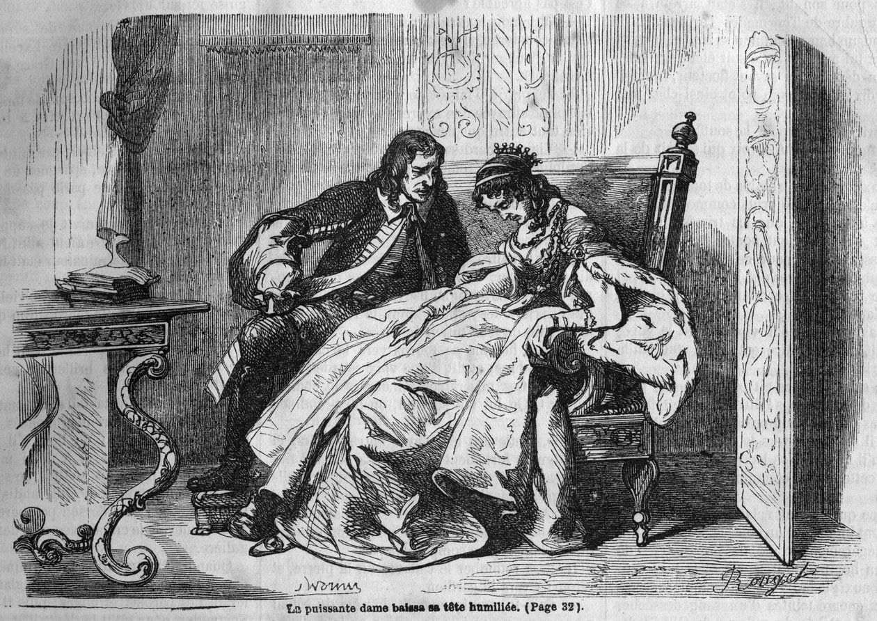 Roomalainen sarja: George Sandin (Aurore Dupin, Baronne Dudevant) "The Green Ladies" (1804-1876). Kaiverrus "" Les bons romances"" tekijältä French School