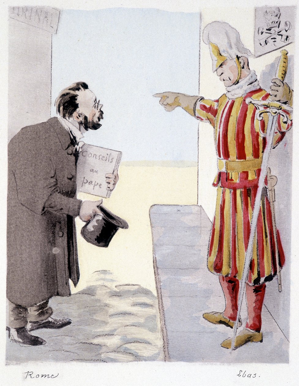 Rooma - Lebourgeoisin teoksessa Zola: 32 caricaatures lustrant les romances de Zola, toim. Bernard & Cie, Pariisi tekijältä French School