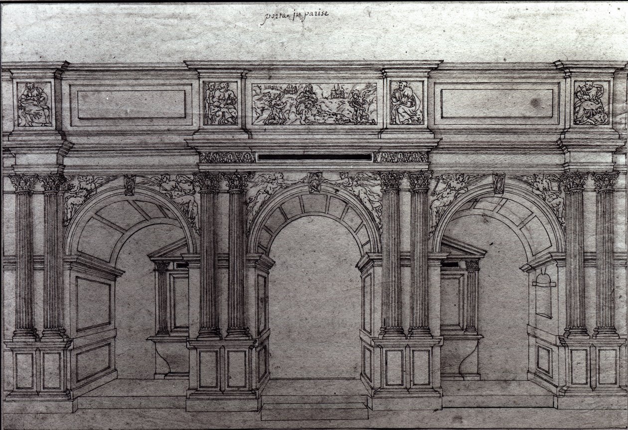 Pierre Lescotin suunnittelema Saint-Germain-lAuxerrois-kirkon kattoseinä (1515-78) tekijältä French School