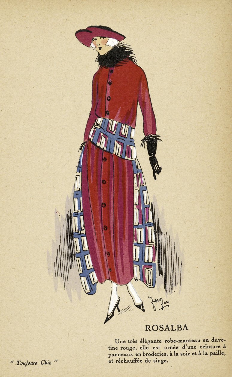 Rosalba, teoksesta Toujours Chic, julkaisu 1921-22 (pochoir-painatus). tekijältä French School