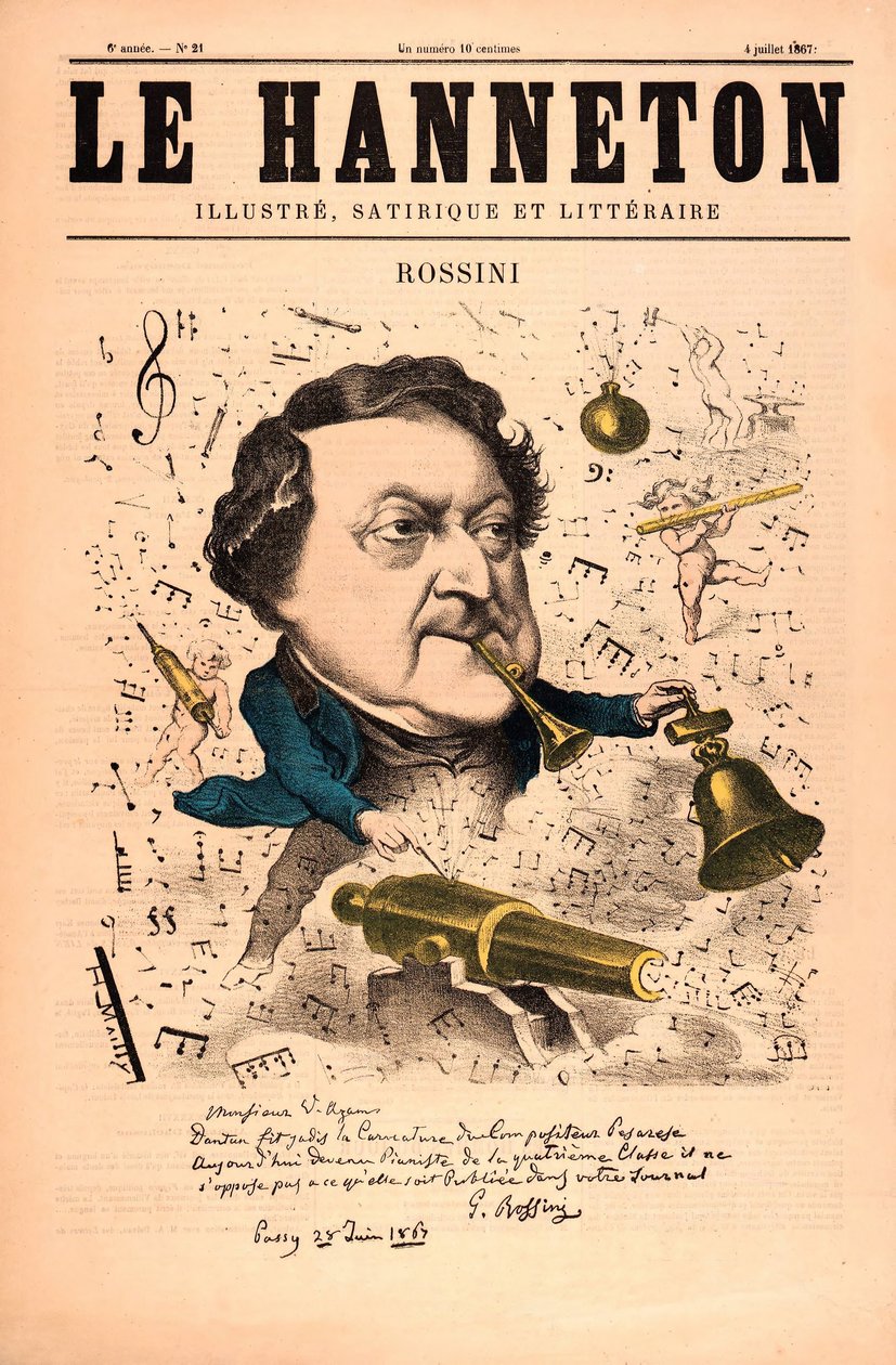 Rossini Le Hannetonista, pub. 4. heinäkuuta 1857 (värilitho) tekijältä French School