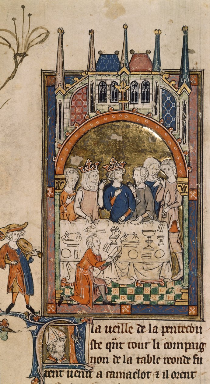 Royal 14 E. III, f.89, King Arthur